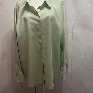 August Max Women's Long Sleeve Light Green 3X Blouse
